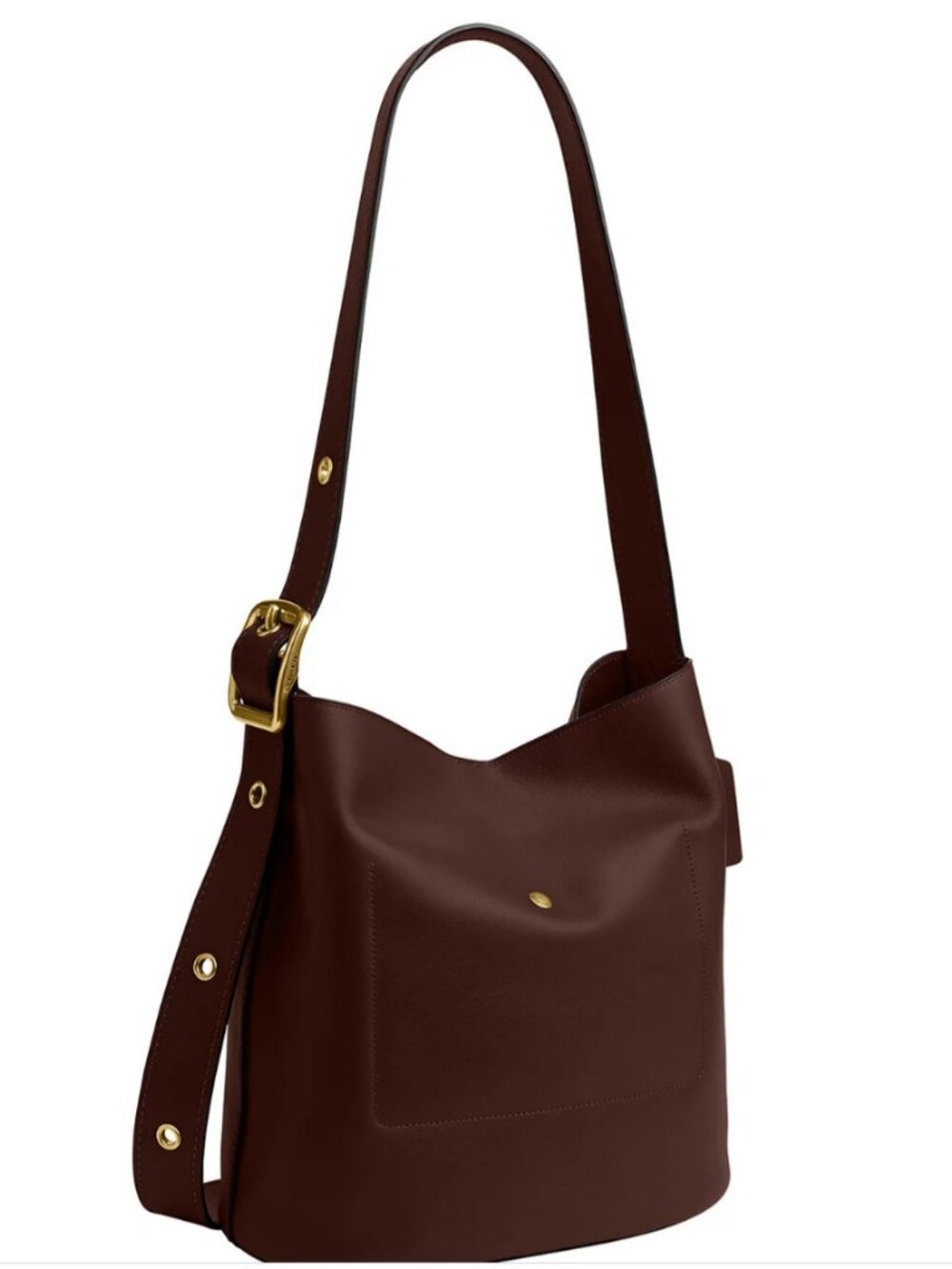 COACH Bleecker leather large women's bucket shoulder bag + pouch - Maple/Brown - Picture 6 of 15